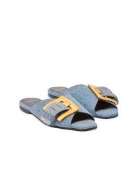Sandales plates anthem en denim - Bleu Jean