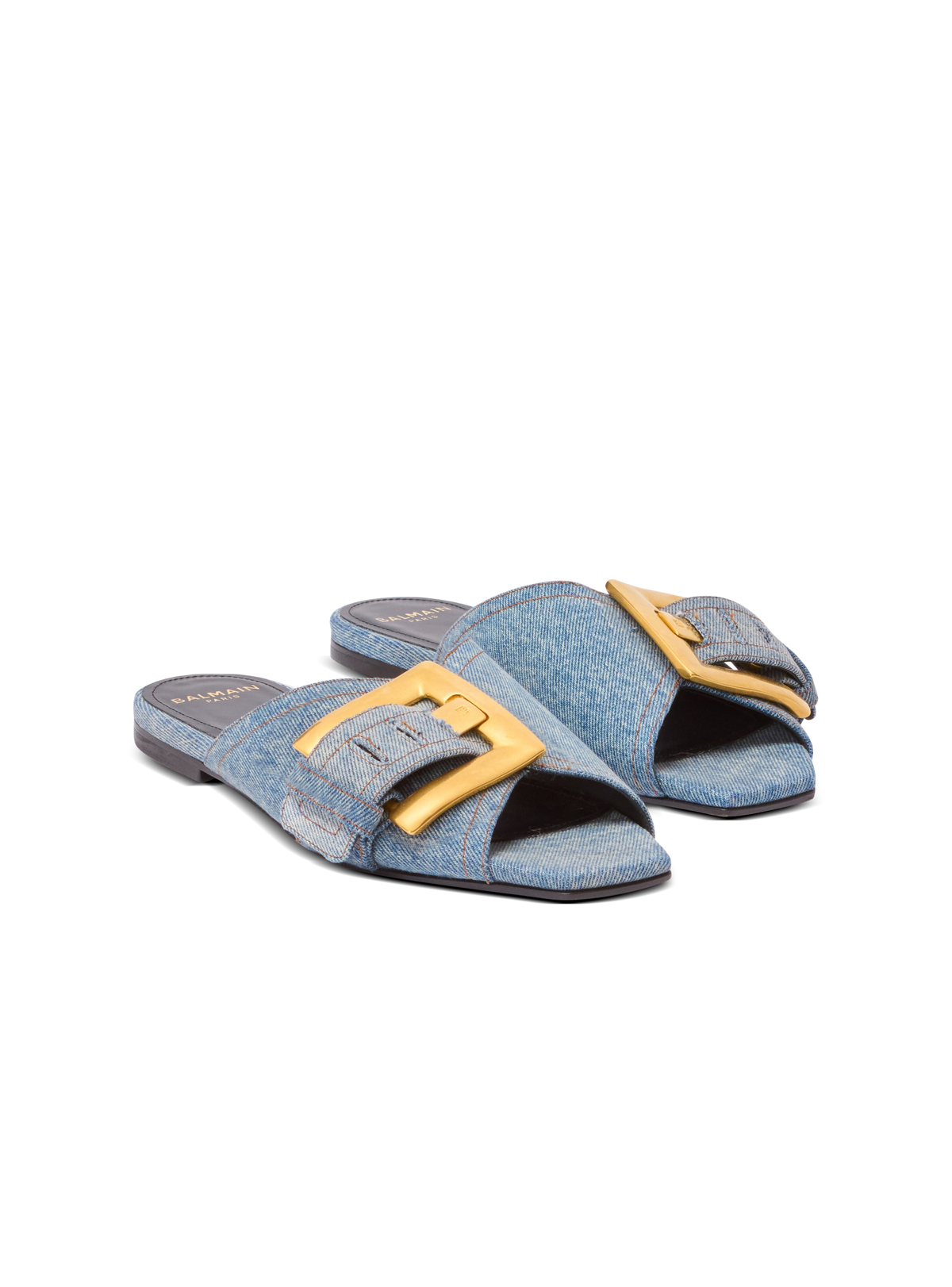 Sandales plates anthem en denim - Bleu Jean