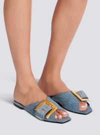 Sandales plates anthem en denim - Bleu Jean