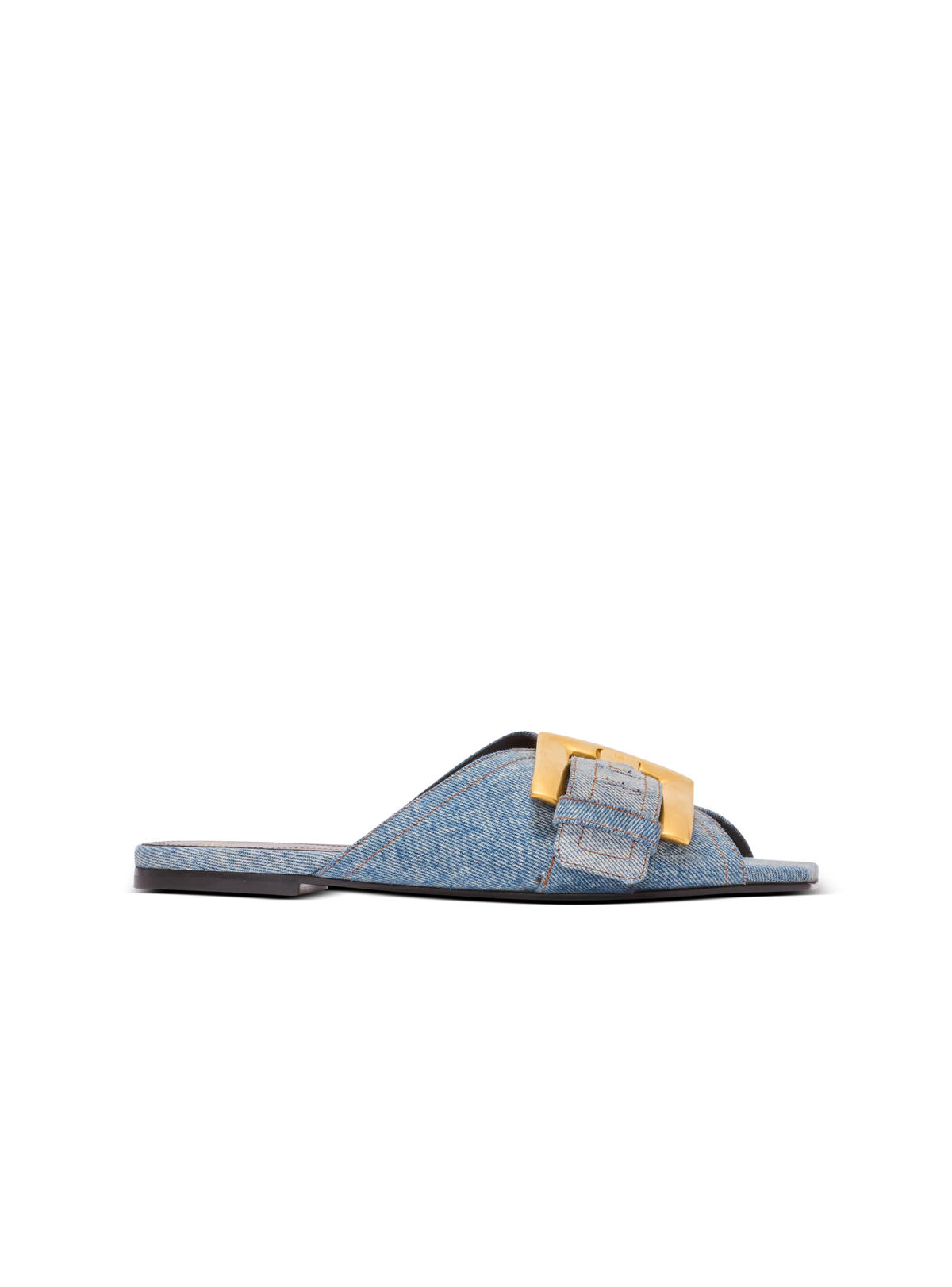 Sandales plates anthem en denim - Bleu Jean