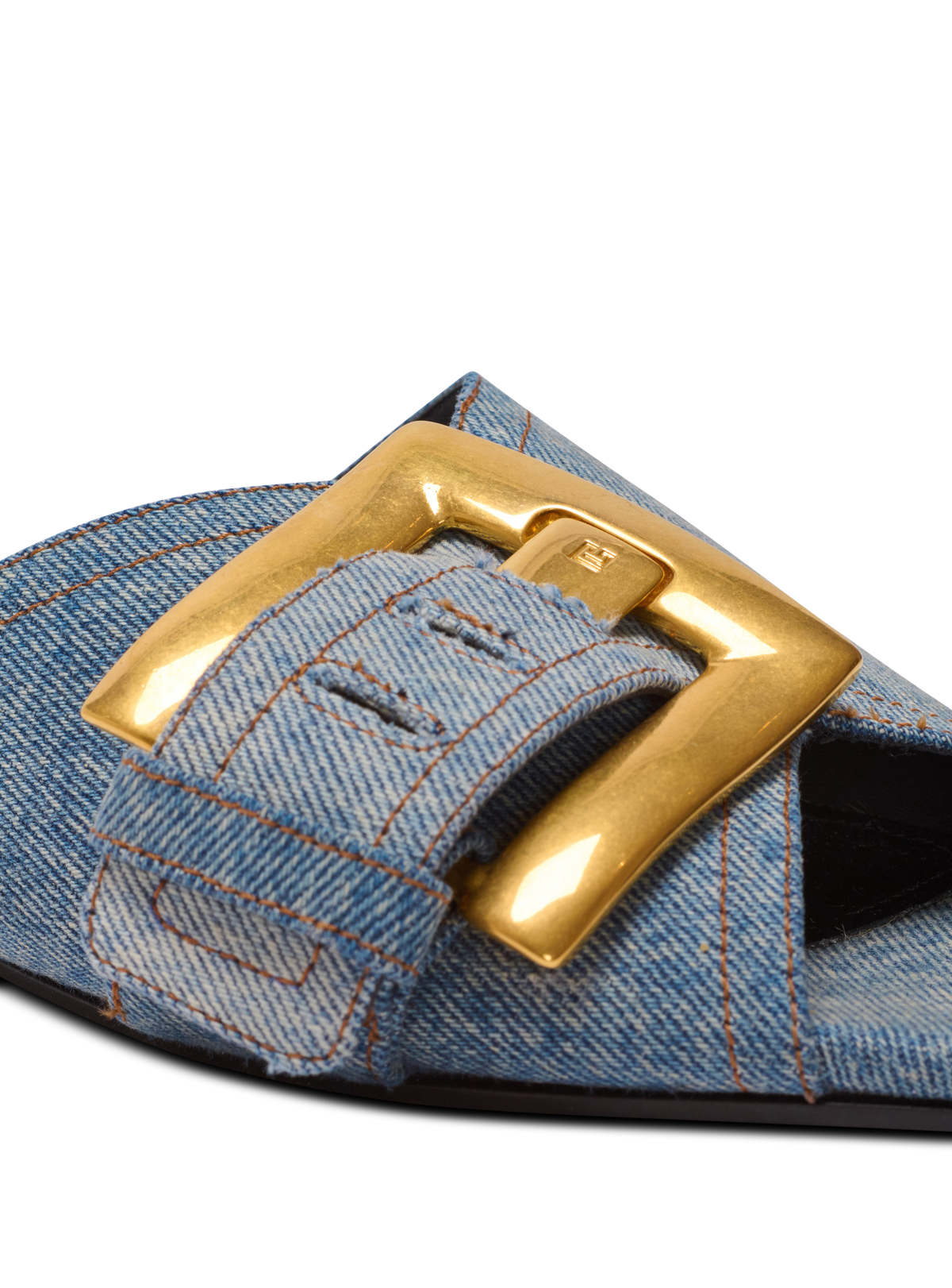 Sandales plates anthem en denim - Bleu Jean