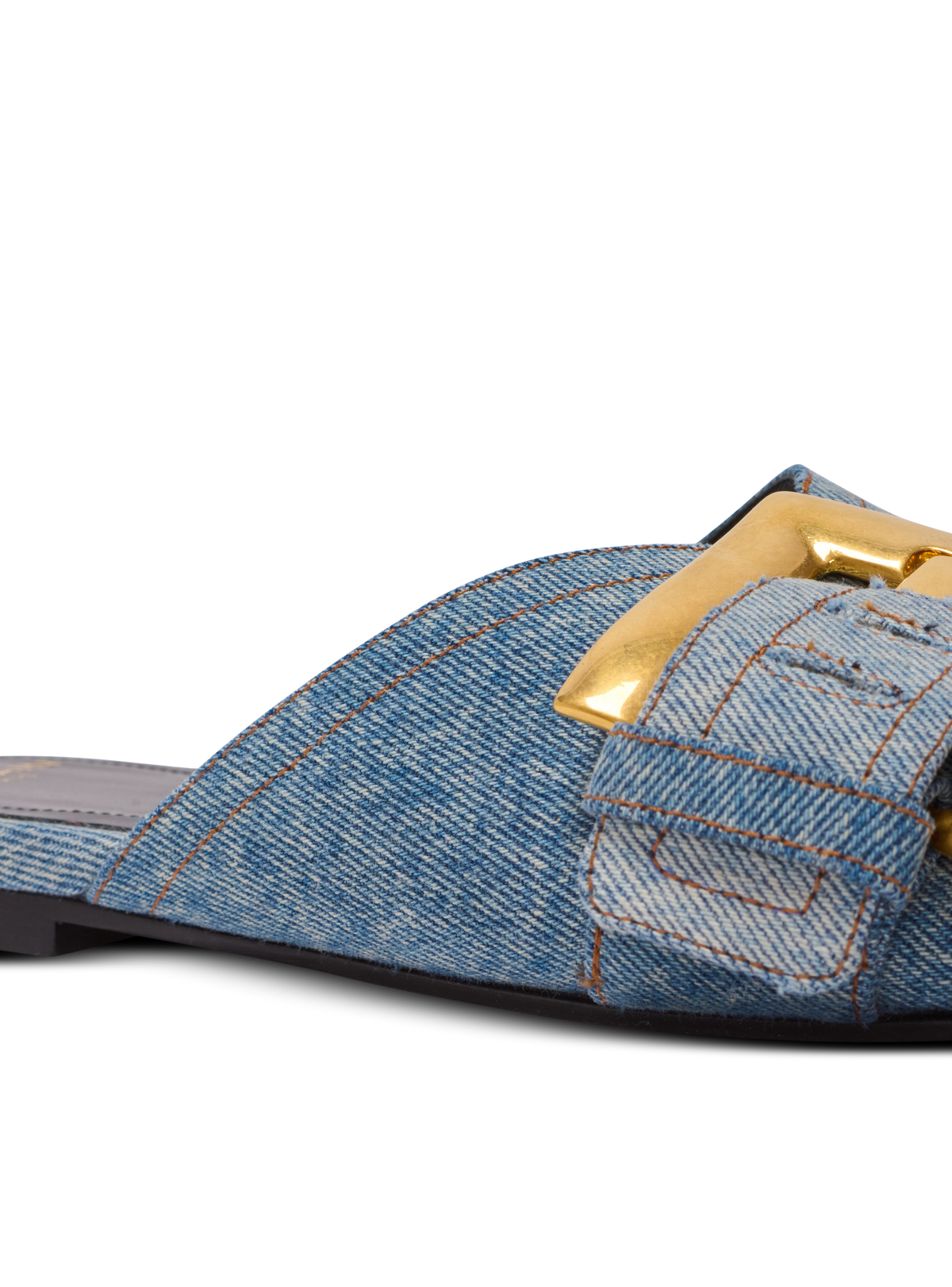 Sandales plates anthem en denim - Bleu Jean