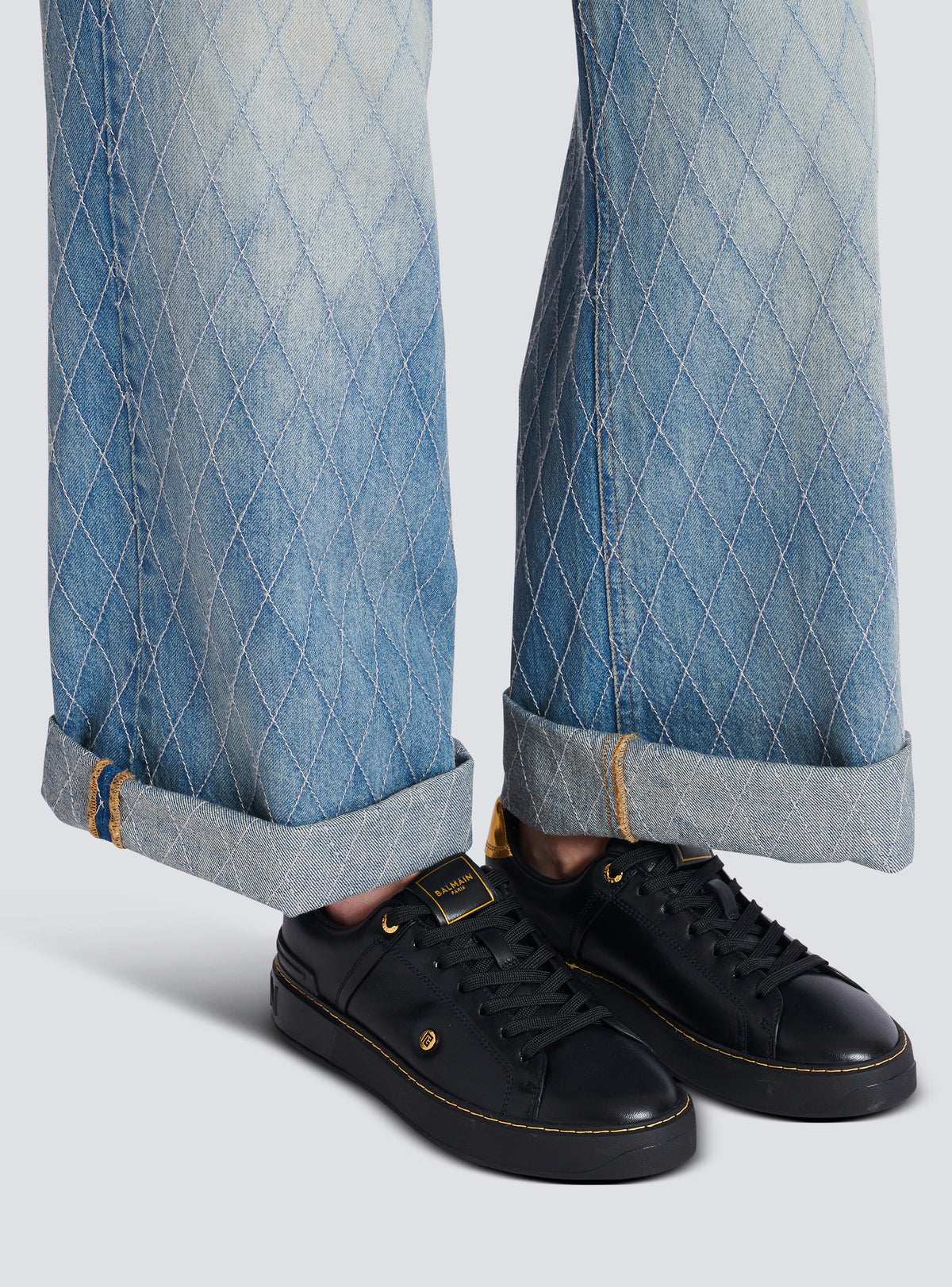 Baskets b-court en cuir de veau - Noir & Or