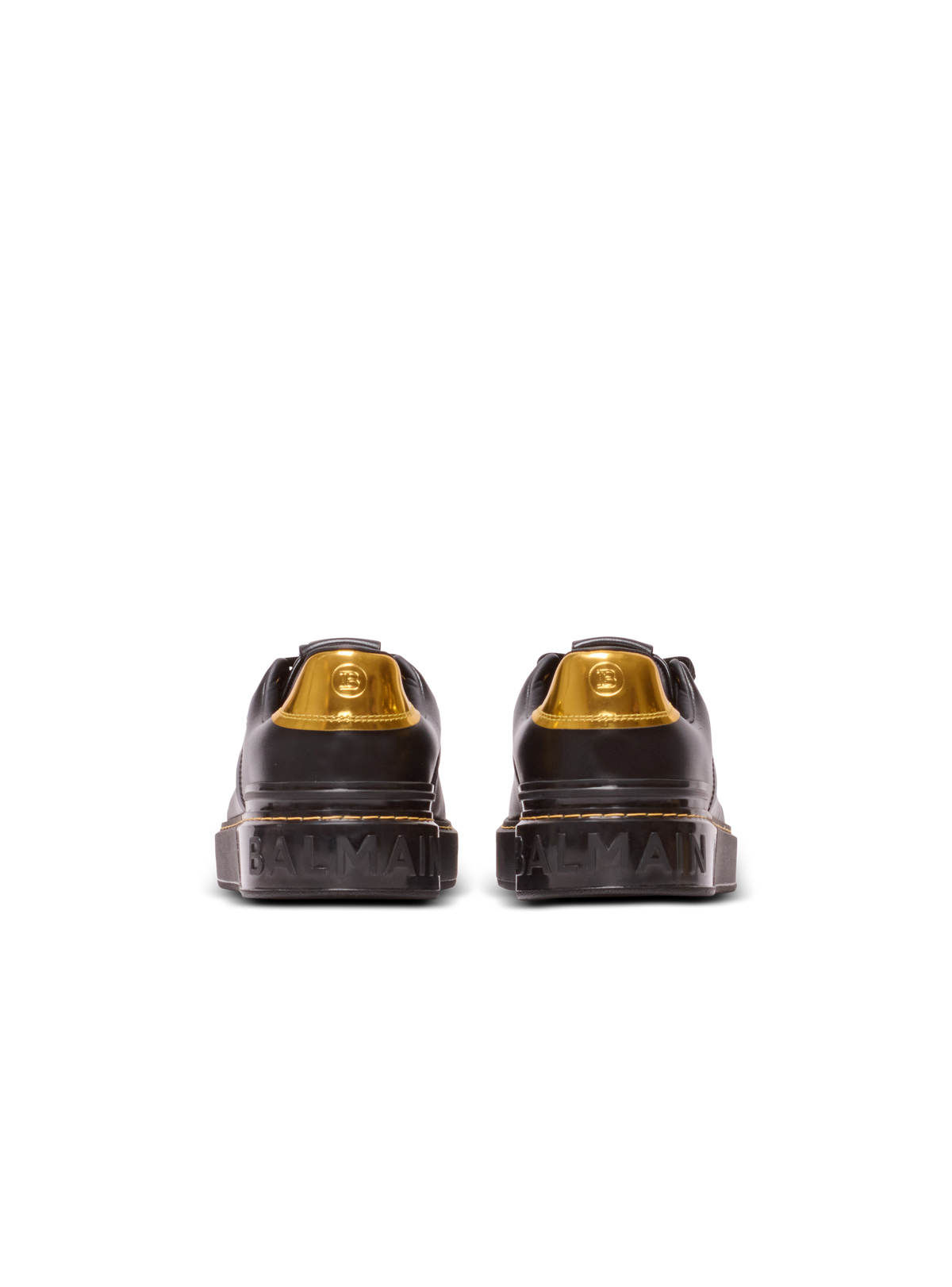Baskets b-court en cuir de veau - Noir & Or