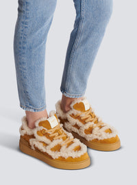 Baskets b-court flip en mouton retourné - Cognac