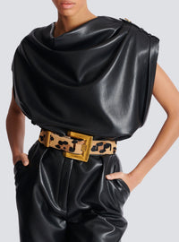 Ceinture Anthem en cuir imprimé - Beige & Noir