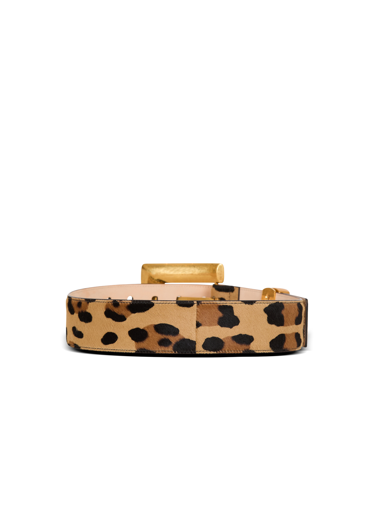 Ceinture anthem en cuir imprimé motif léopard - Beige & Noir