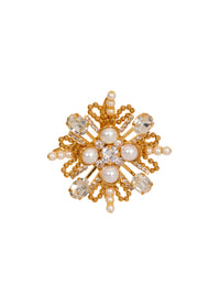 Broche avec perles et cristaux en laiton - Cristal & Oro Vibrato