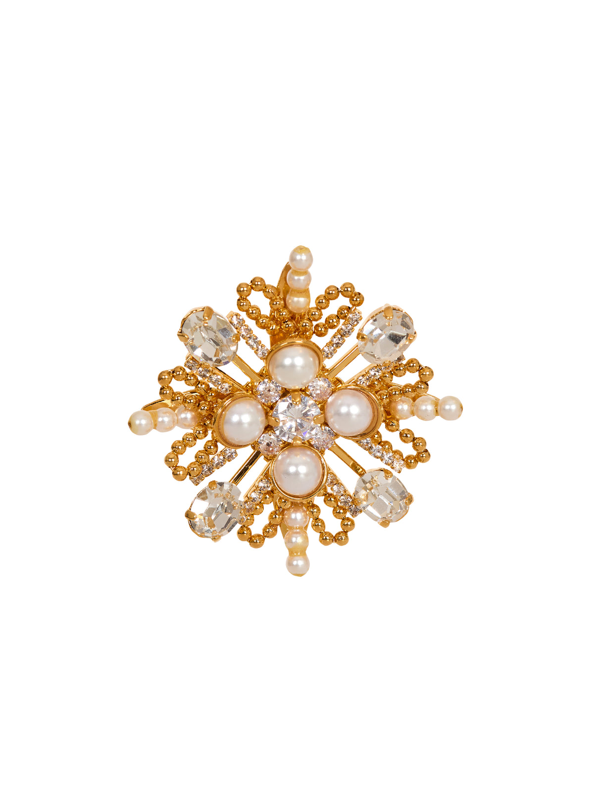 Broche avec perles et cristaux en laiton - Cristal & Oro Vibrato