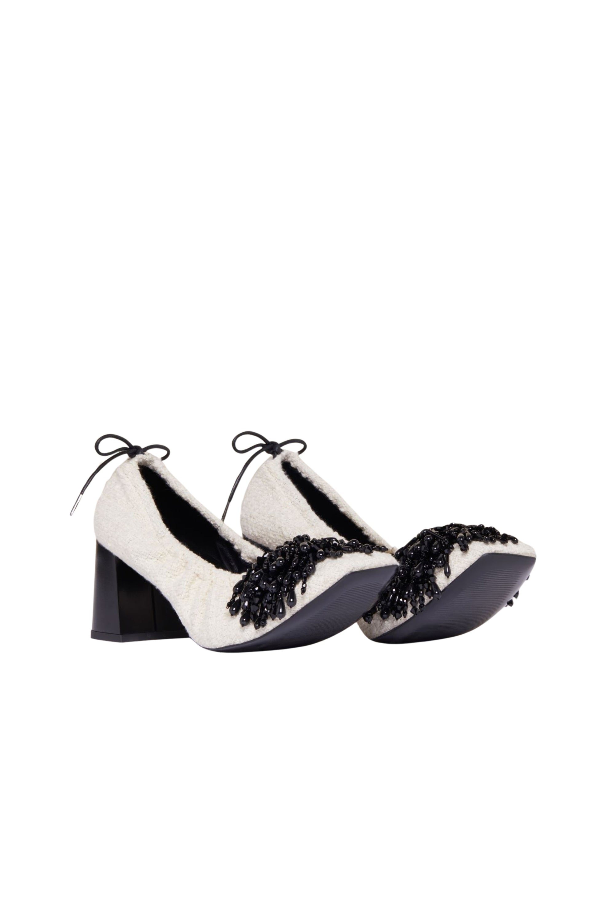 Beaded tweed pumps - Sand