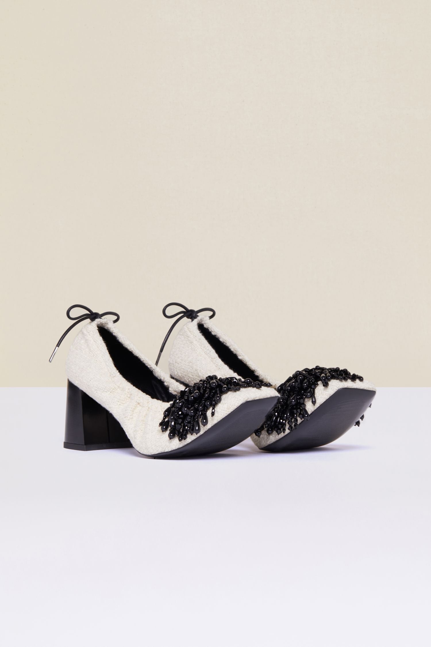 Beaded tweed pumps - Sable