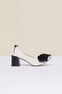 Beaded tweed pumps - Sand