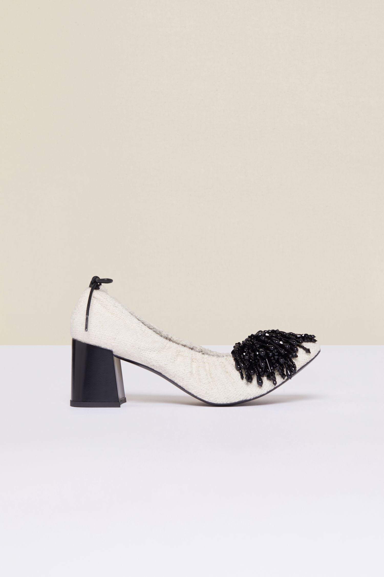 Beaded tweed pumps - Sable