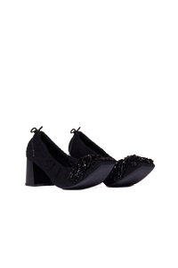 Escarpins en tweed décorés de perles - Noir
