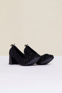 Tweed pearl pumps - Black