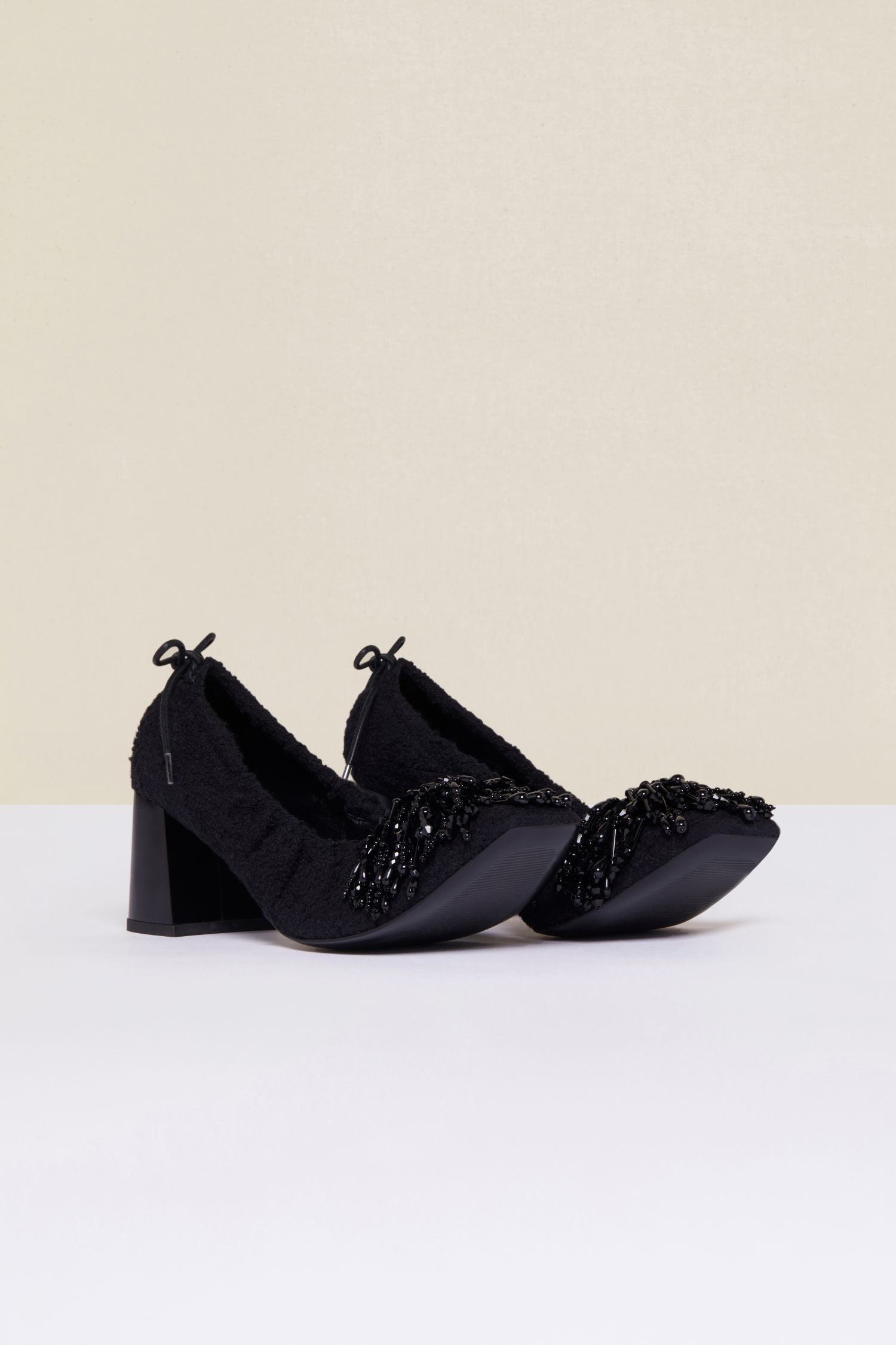 Tweed pearl pumps - Black
