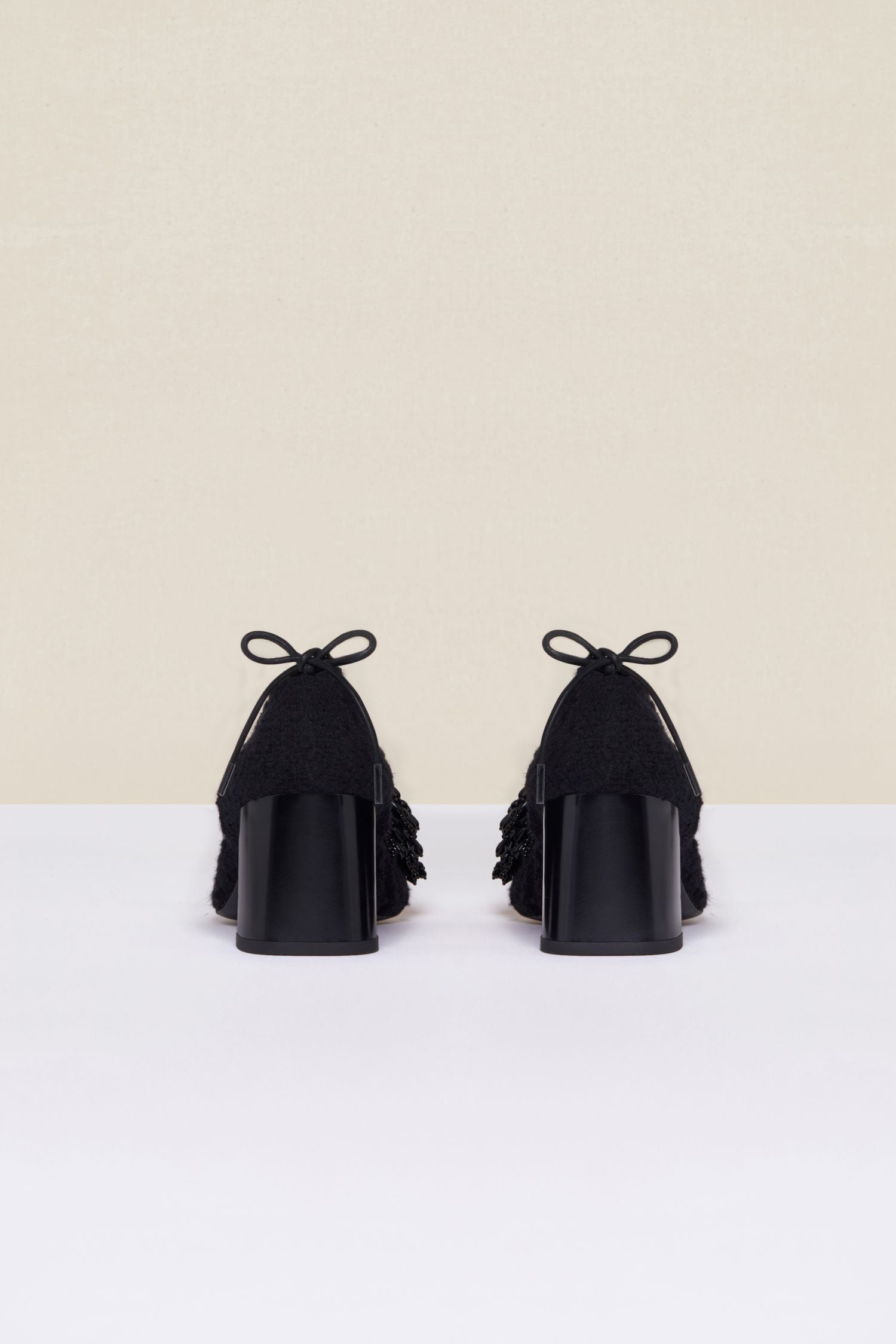 Tweed pearl pumps - Black