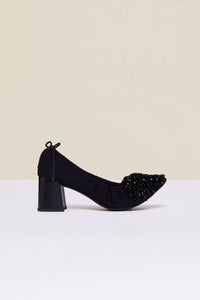 Escarpins en tweed décorés de perles - Noir