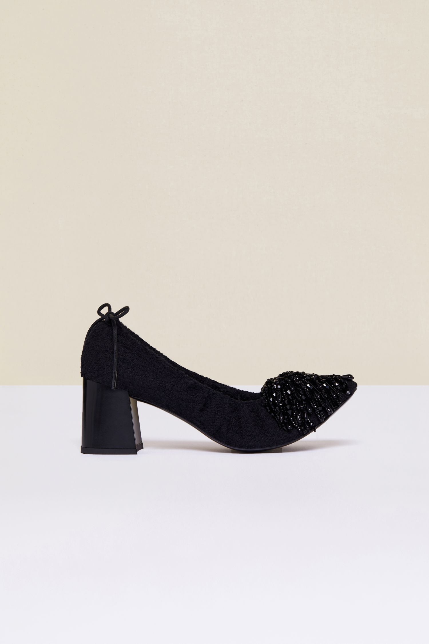 Tweed pearl pumps - Black