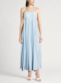 Robe à bretelles en soie Habotai - Sky