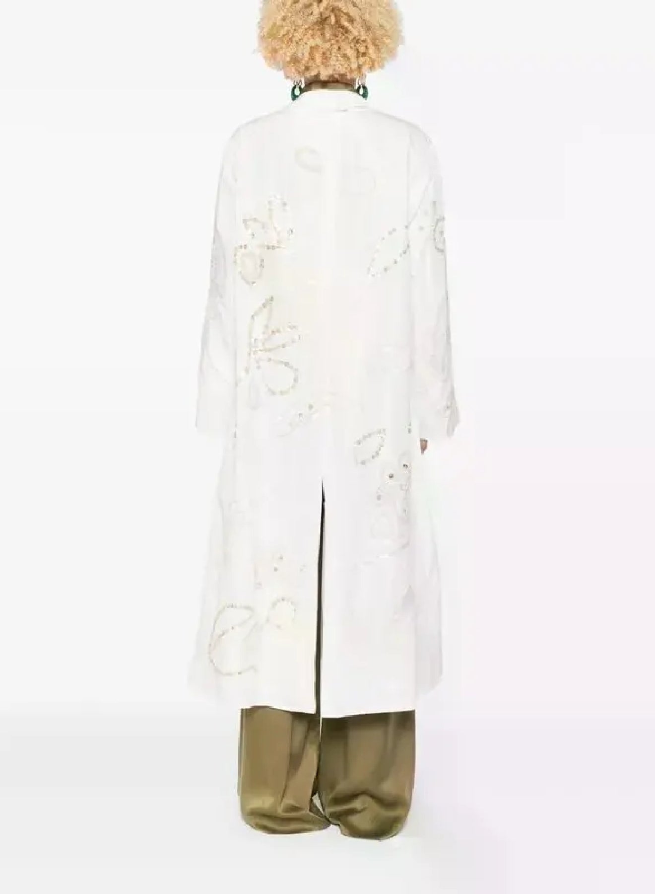 Manteau plumeau brodé "Pearl Suite" - Bianco