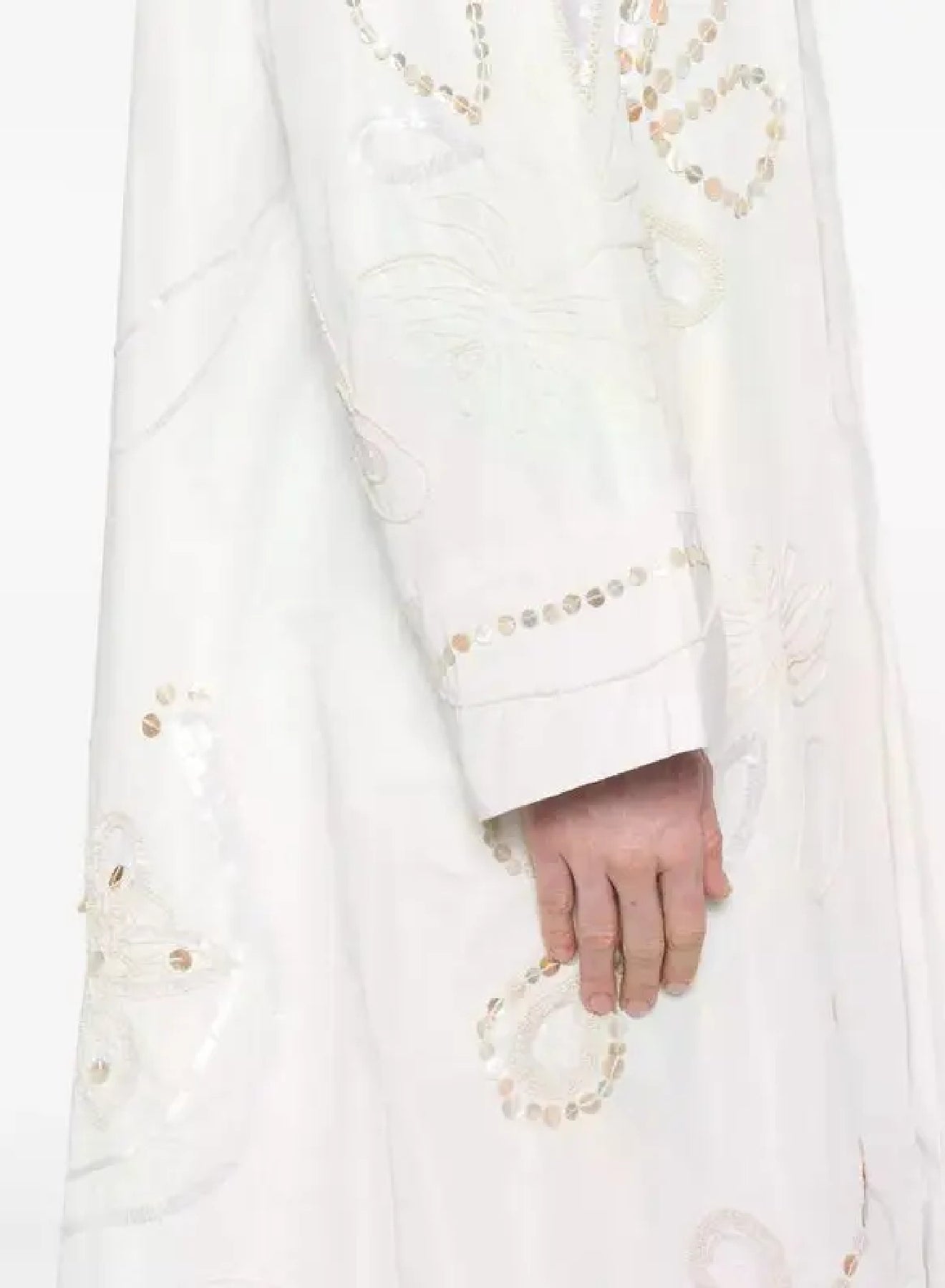 Manteau plumeau brodé "Pearl Suite" - Bianco
