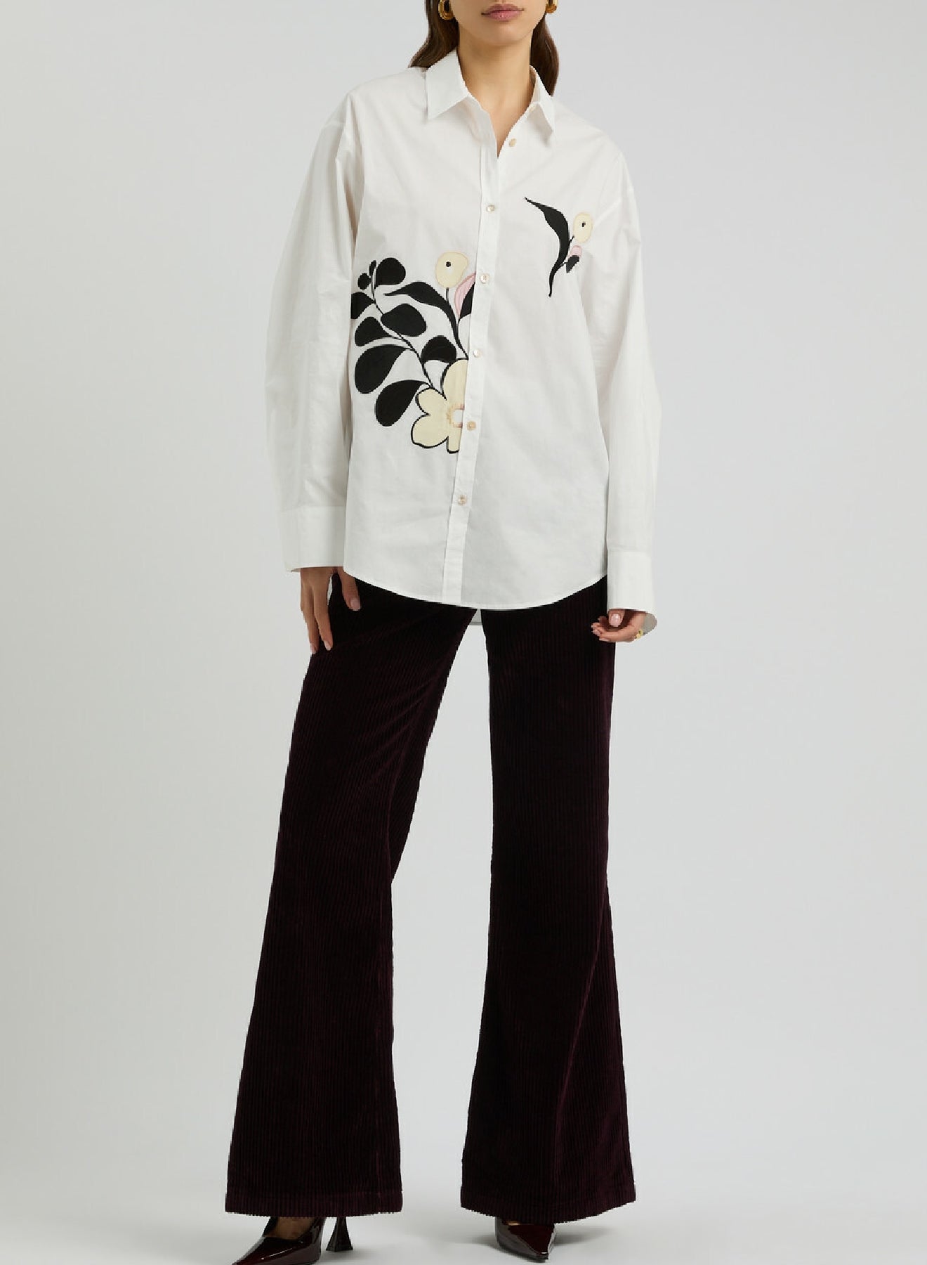 Chemise avec broderie - Oyster