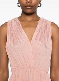 Silk blend draped neck dress - Cipria