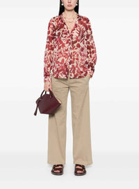 Chemise regular imprimé "Nuages Fleuris" en soie - Lacca