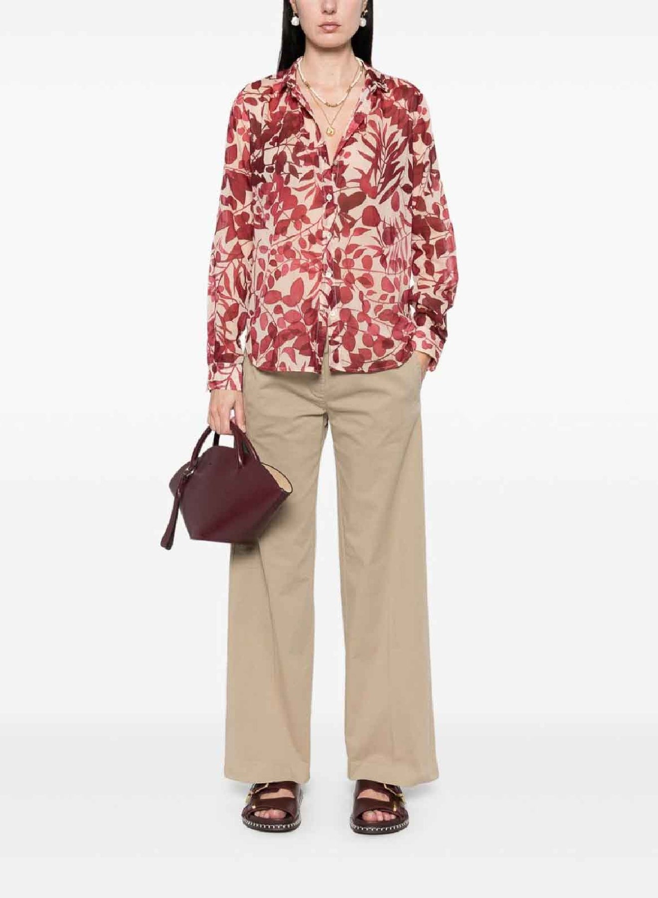Chemise regular imprimé "Nuages Fleuris" en soie - Lacca
