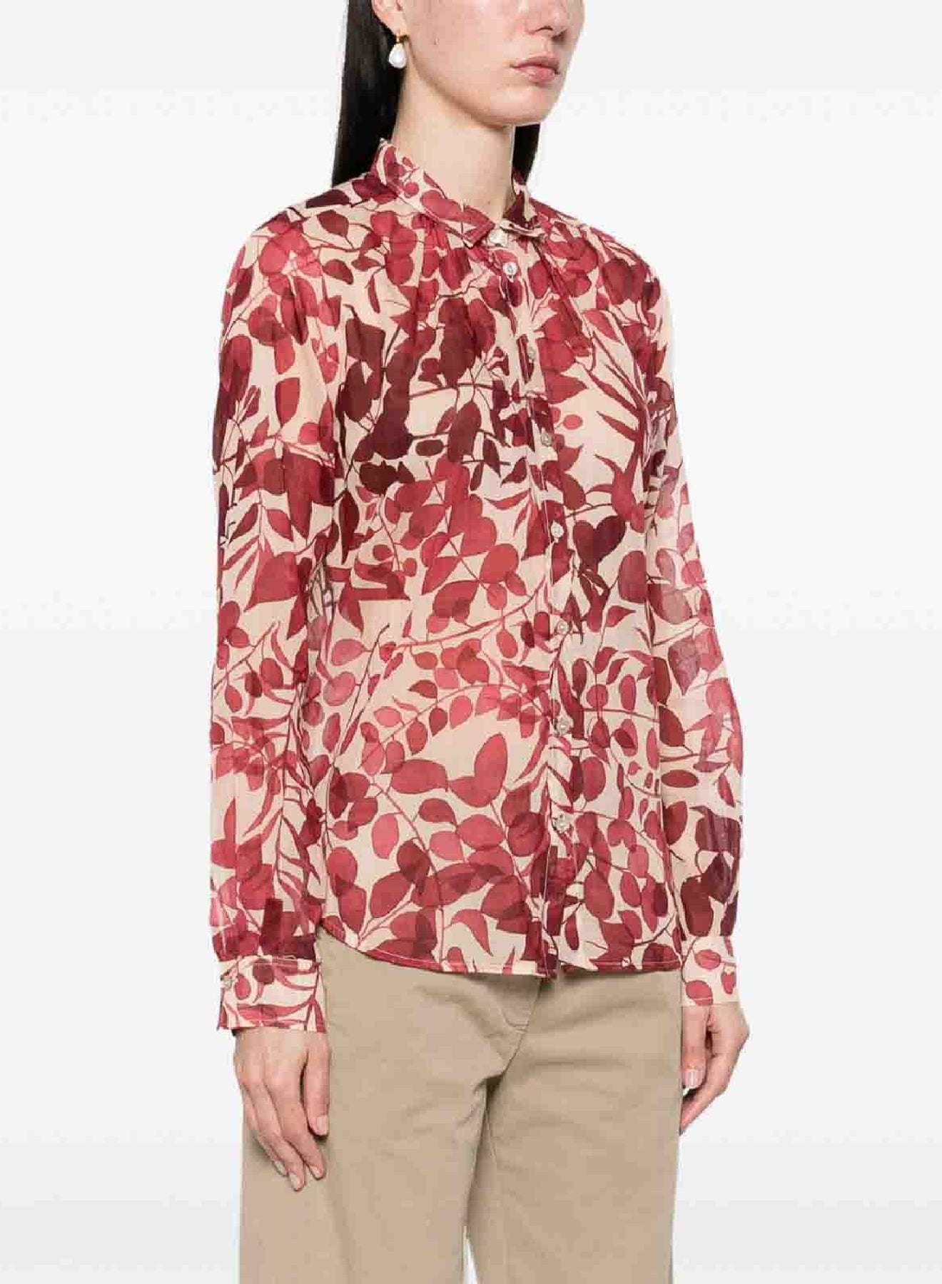 Chemise regular imprimé "Nuages Fleuris" en soie - Lacca