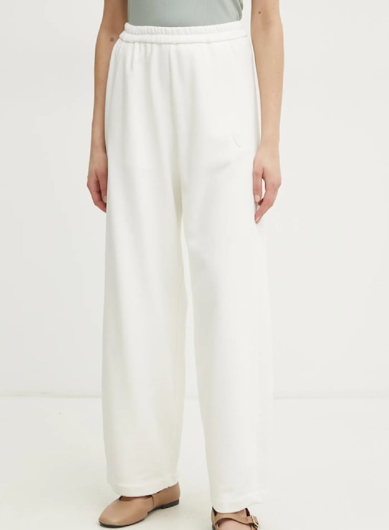 Straight-leg high-waisted trousers - Bianco