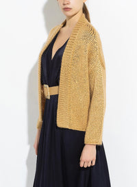 Cardigan court en laine - Ivory
