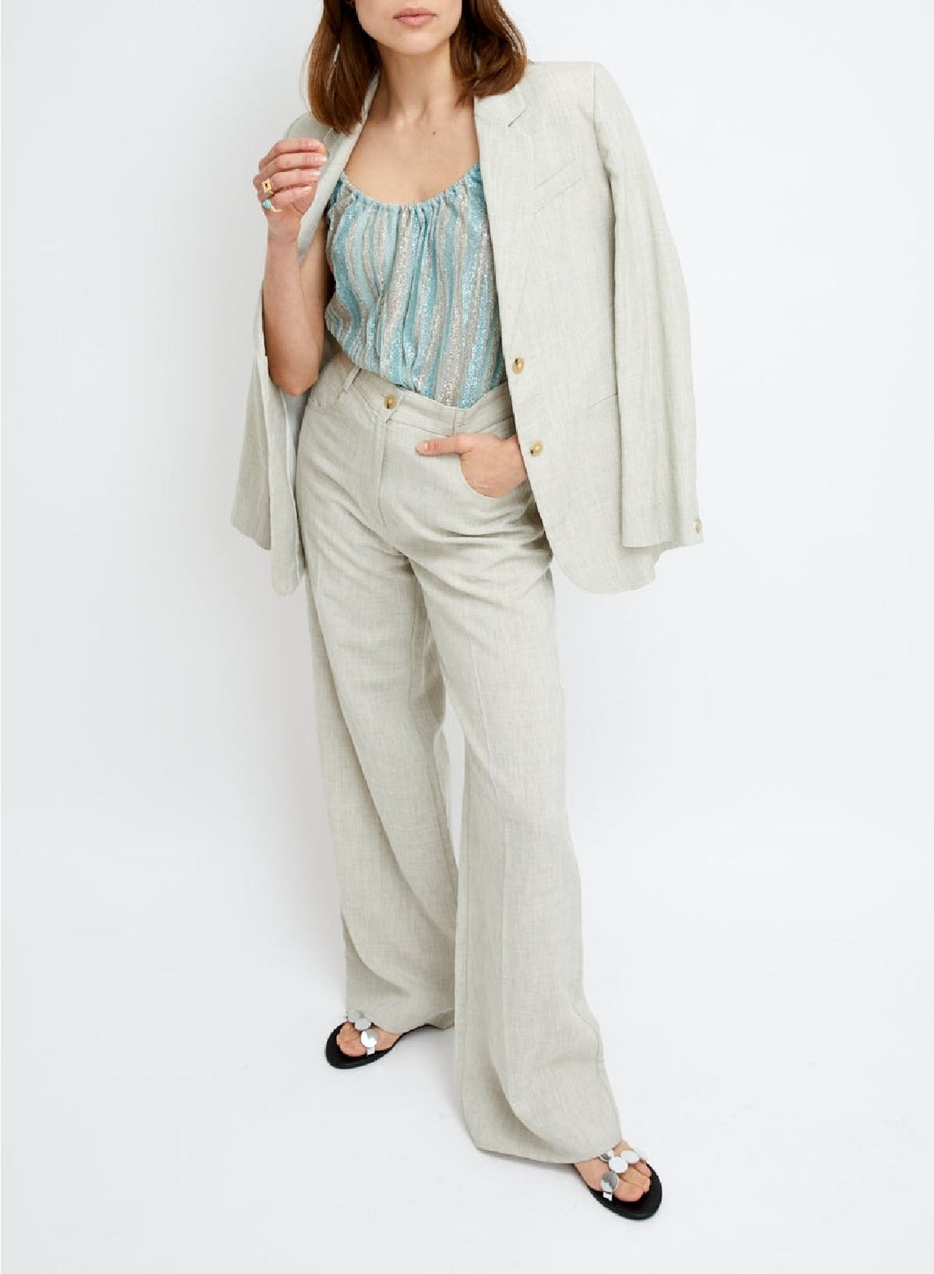 Veste oversize fil à fil en soie - Madreperla