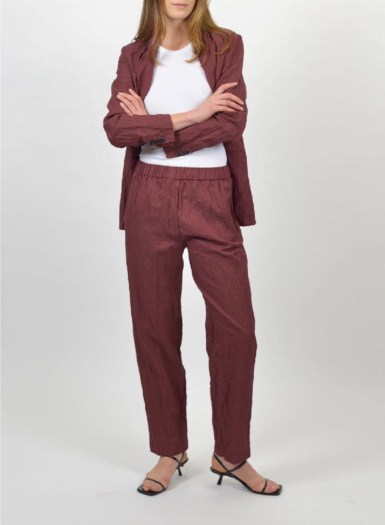 Pantalon avec élastique à la taille - Cacao