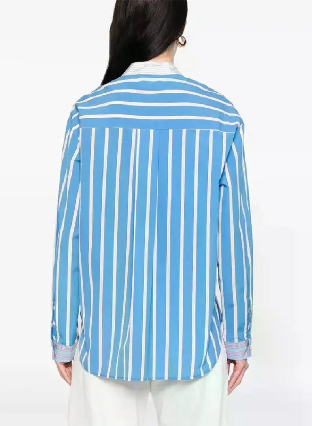 Striped tunisian collar shirt - Cielo