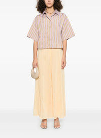 Chemise brodée à rayures fines en lin - Lilac
