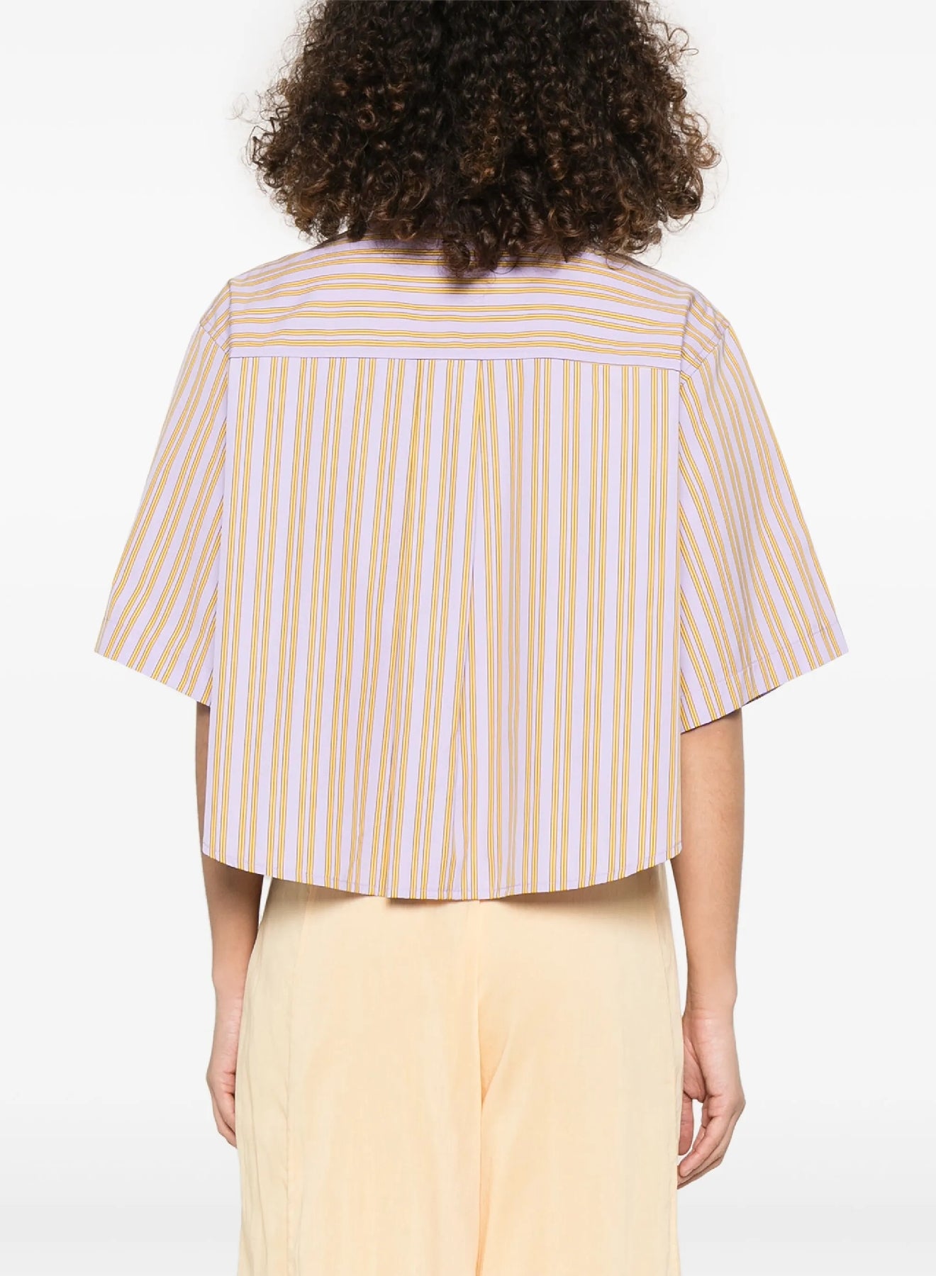 Chemise brodée à rayures fines en lin - Lilac