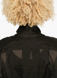 Linen double-breasted shirt - Black