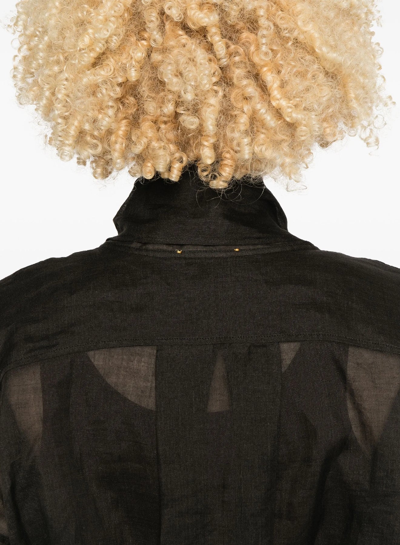 Linen double-breasted shirt - Black