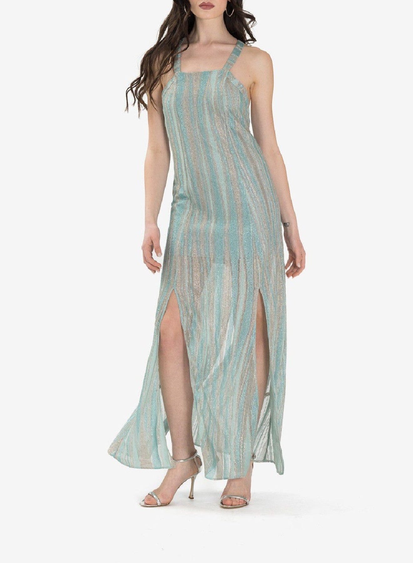 Square neck maxi dress - Acqua