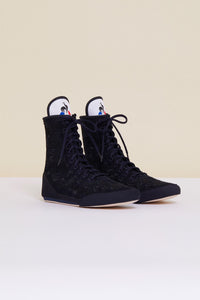 Embroidered high-top trainers - Navy blue