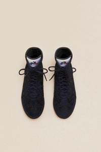 Embroidered high-top trainers - Navy blue