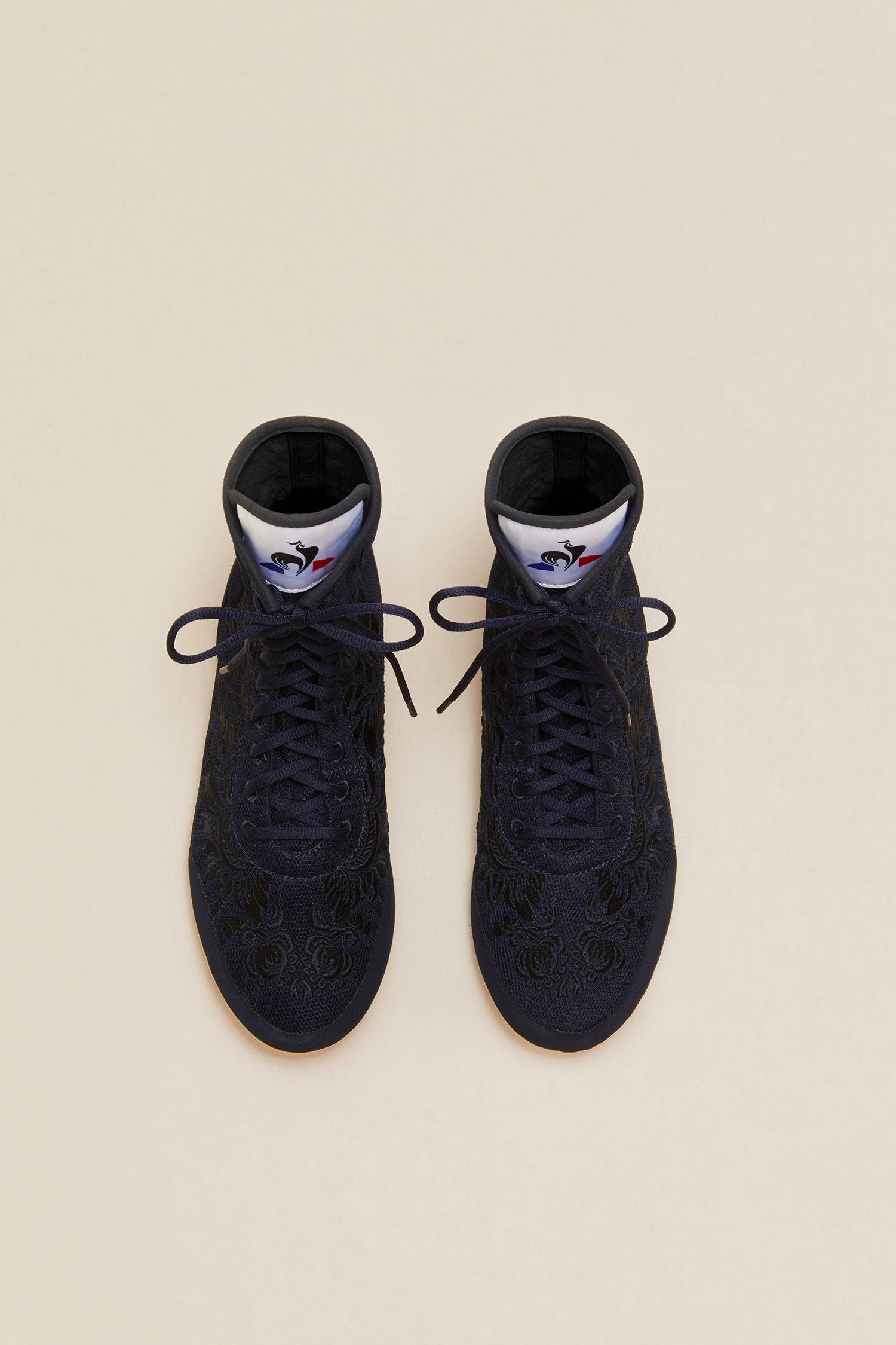 Patou x Le Coq Sportif Embroidered Hi-Top Sneakers - Navy blue