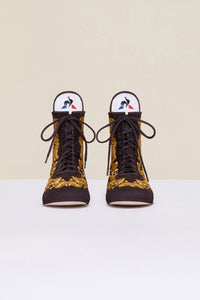 Embroidered high-top trainers - Havana