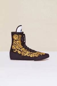 Embroidered high-top trainers - Havana