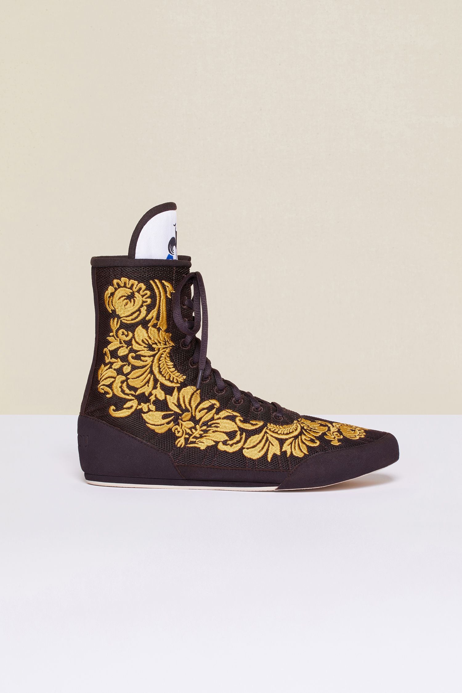Embroidered high-top trainers - Havana