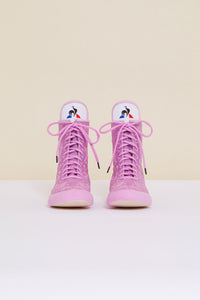 Embroidered high-top trainers - Lilac