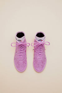 Embroidered high-top trainers - Lilac