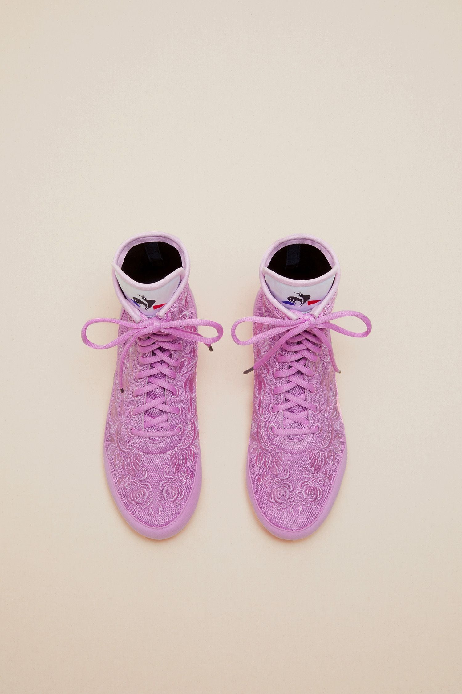 Embroidered high-top trainers - Lilac